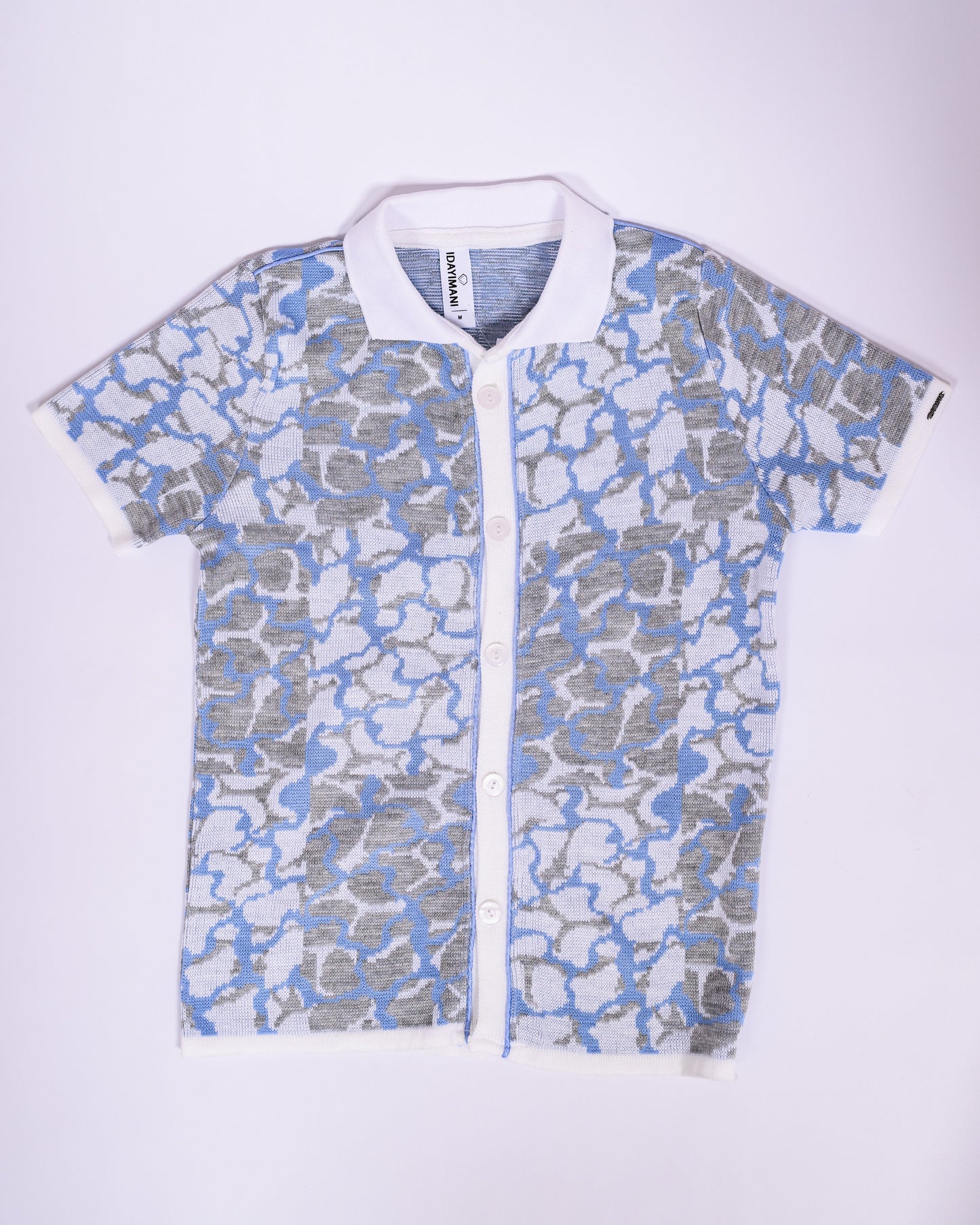 Blue Short Sleeve Button-up Shirt